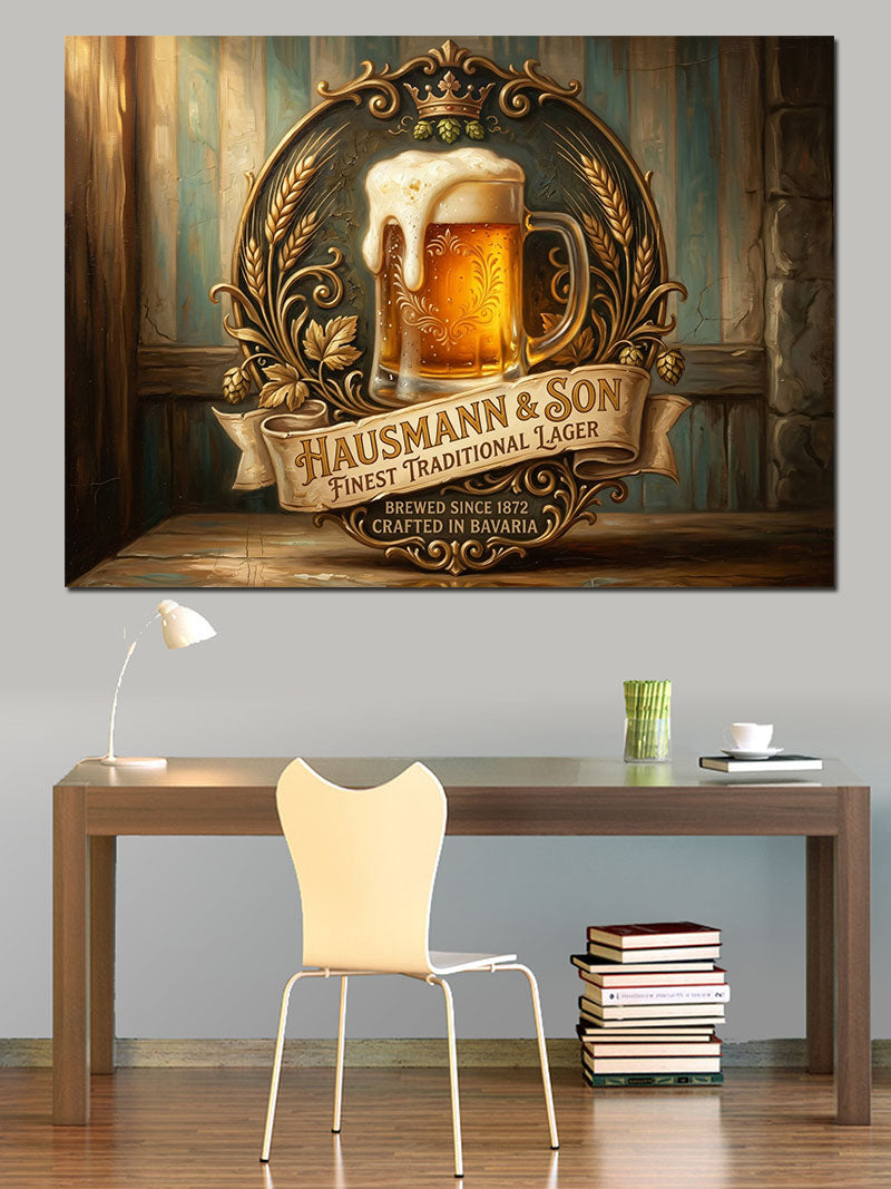 Vintage Bira Tabelası Ahşap Dekor Kanvas Tablo