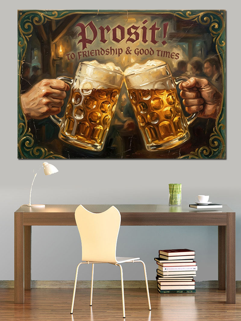 Prosit Yazılı Bira Tokuşturma Tabelası Kanvas Tablo
