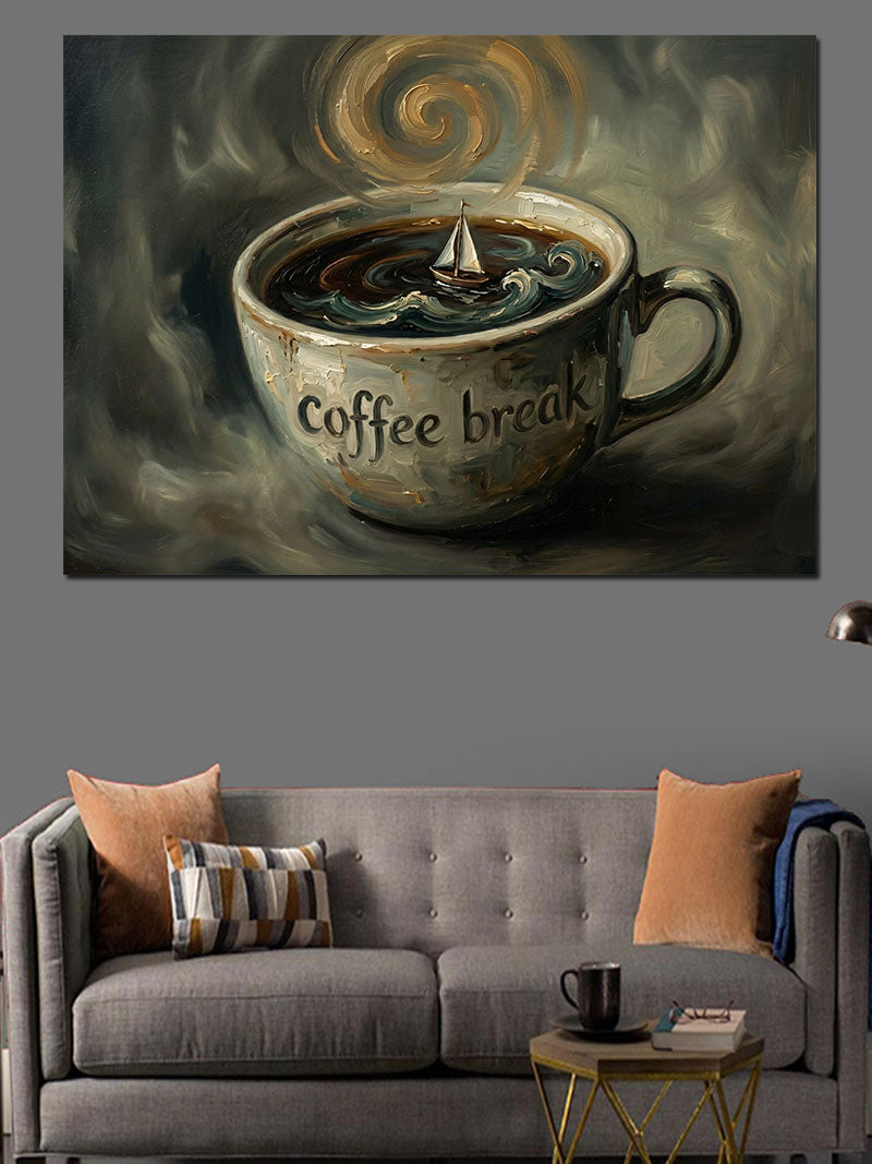 Coffee Break Kahve Fincanı Sanatı Kanvas Tablo