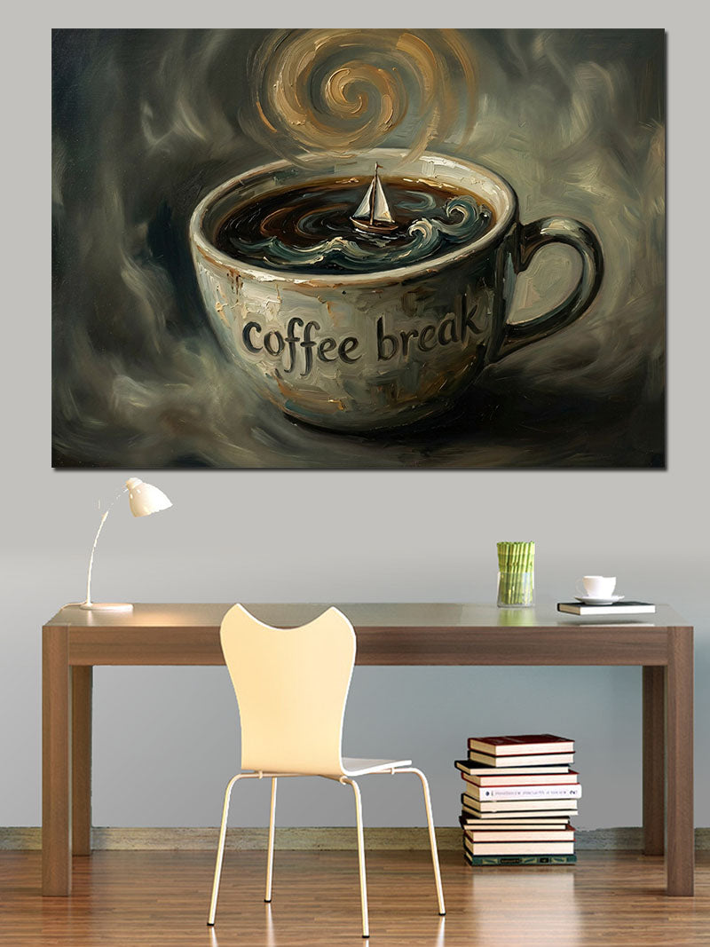 Coffee Break Kahve Fincanı Sanatı Kanvas Tablo
