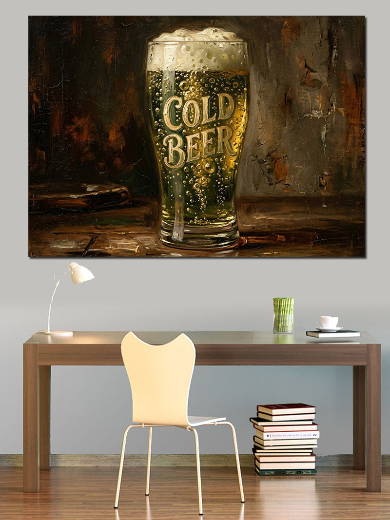 Cold Beer Köpüklü Bira Tabelası Kanvas Tablo