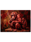 İnsansı bir duruşla uzaklara bakan kırmızı maymun figürü.