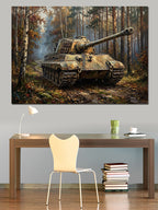 Orman İçinde Gizlenmiş Modern Tank Kanvas Tablo