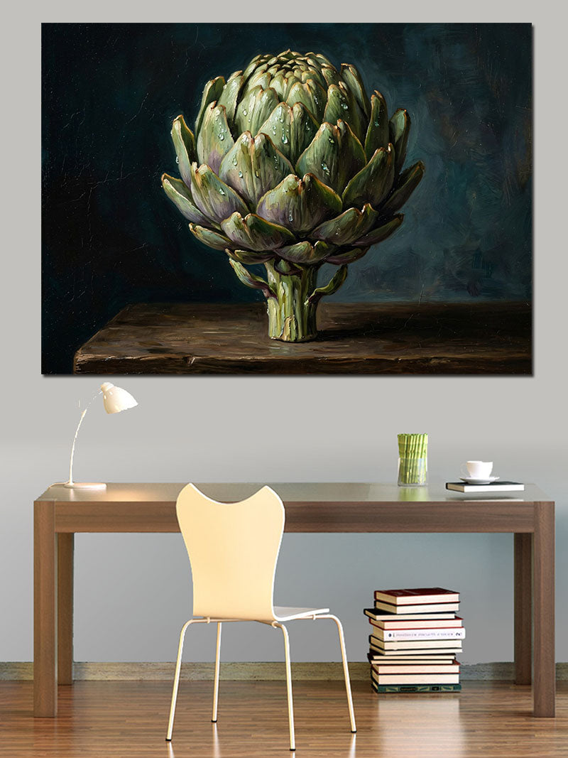 Yeşil Enginar Yakın Çekim Tablo Kanvas Tablo