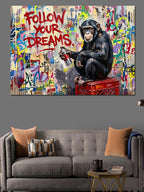 Follow Your Dreams Panda Graffiti Kanvas Tablo