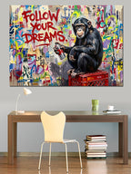 Follow Your Dreams Panda Graffiti Kanvas Tablo