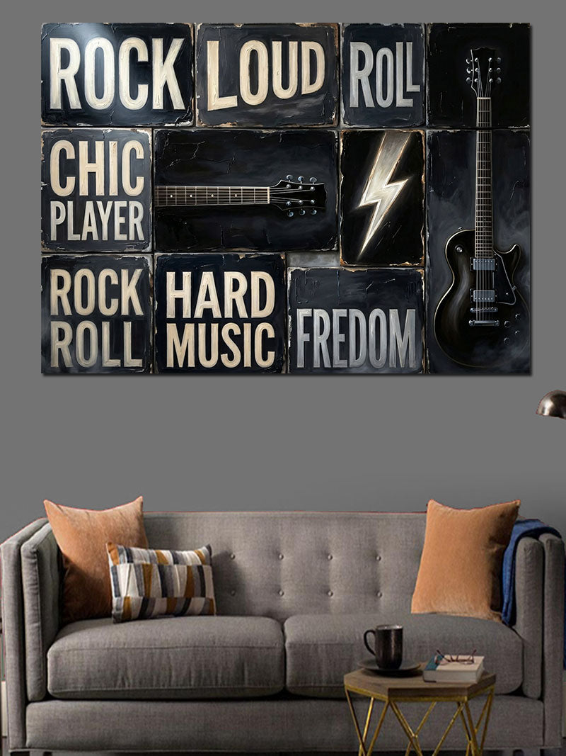 Rock Loud Roll Müzik Panosu Kanvas Tablo