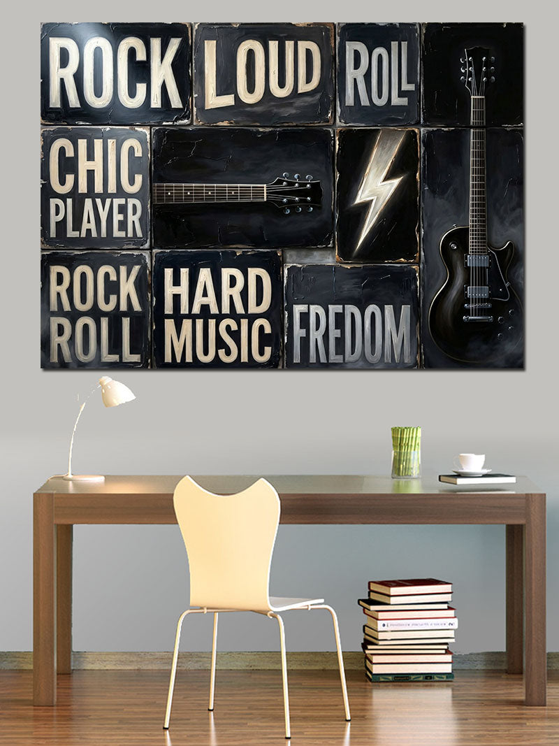 Rock Loud Roll Müzik Panosu Kanvas Tablo