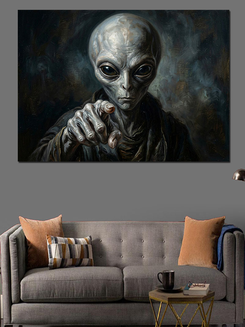 Karanlıkta Düşünen Uzaylı Alien Portresi Kanvas Tablo