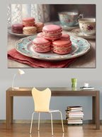 Tabakta Pembe Makaronlar Ve Çay Kanvas Tablo