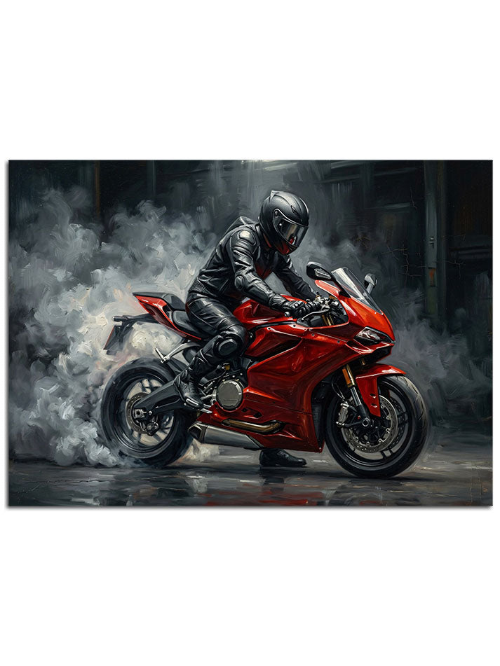 Şehir ışıkları altında modern motosiklet.