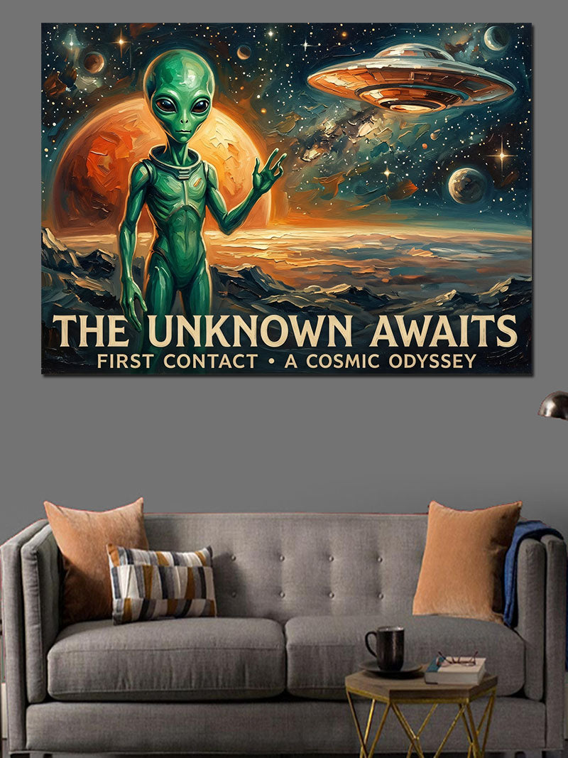 The Unknown Awaits Alien Uzay Kanvas Tablo