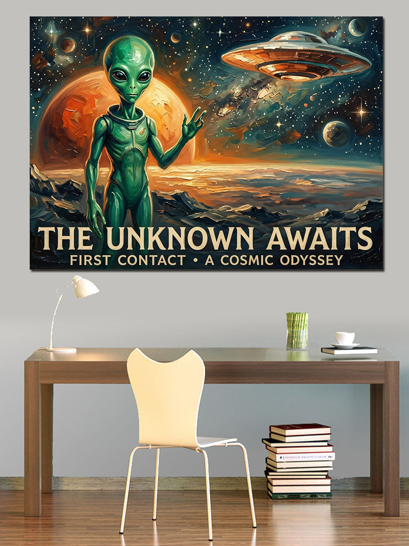 The Unknown Awaits Alien Uzay Kanvas Tablo