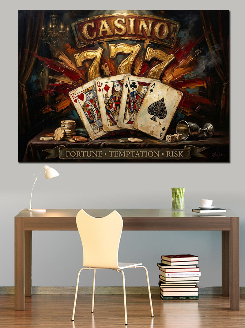 Casino 777 Kumar Masası Panosu Kanvas Tablo