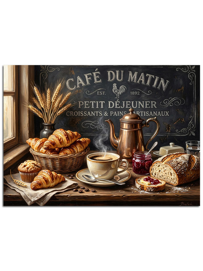 "Cafe Du Matin" yazılı kahvaltı.