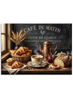 "Cafe Du Matin" yazılı kahvaltı.