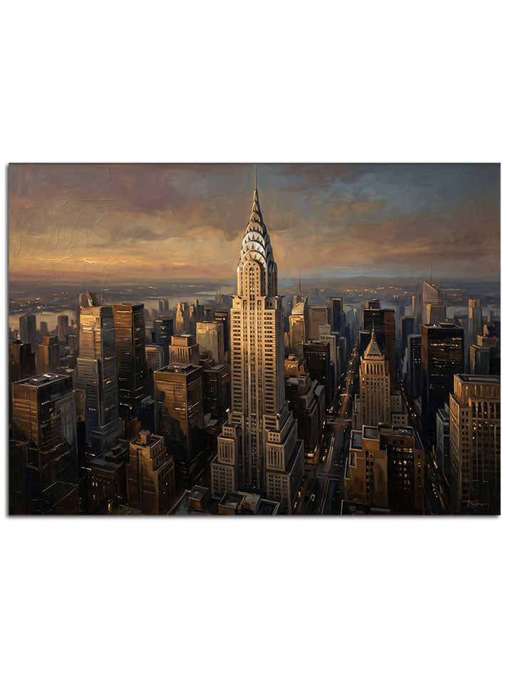 Gün batımında Empire State manzarası.