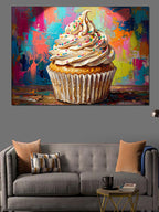 Kremalı Ve Renkli Soslu Cupcake Kanvas Tablo