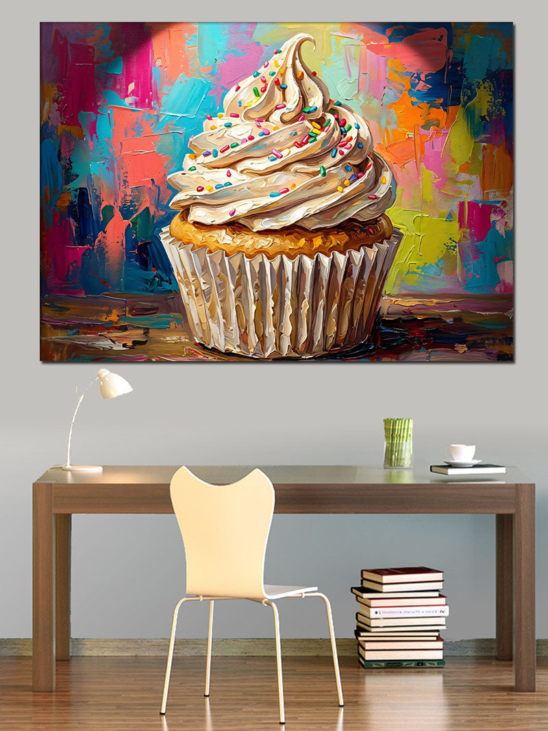 Kremalı Ve Renkli Soslu Cupcake Kanvas Tablo