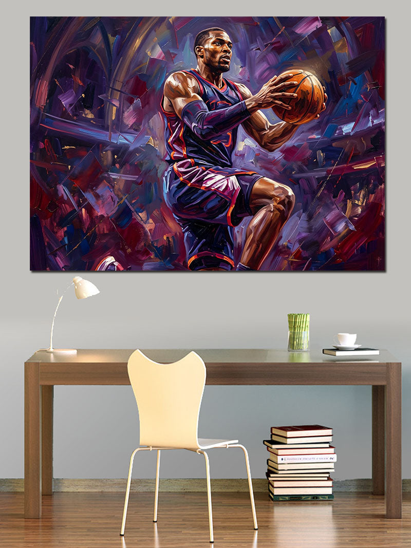 Basketbol Potasına Smaç Yapan Oyuncu Kanvas Tablo