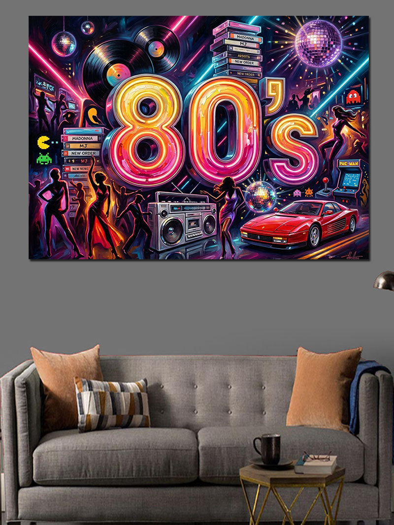 80'ler Neon Işıklı Gece Şehri Kanvas Tablo