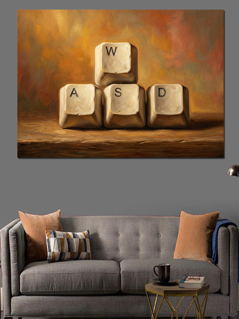Bilgisayar Tuşları WASD Modern Sanat Kanvas Tablo