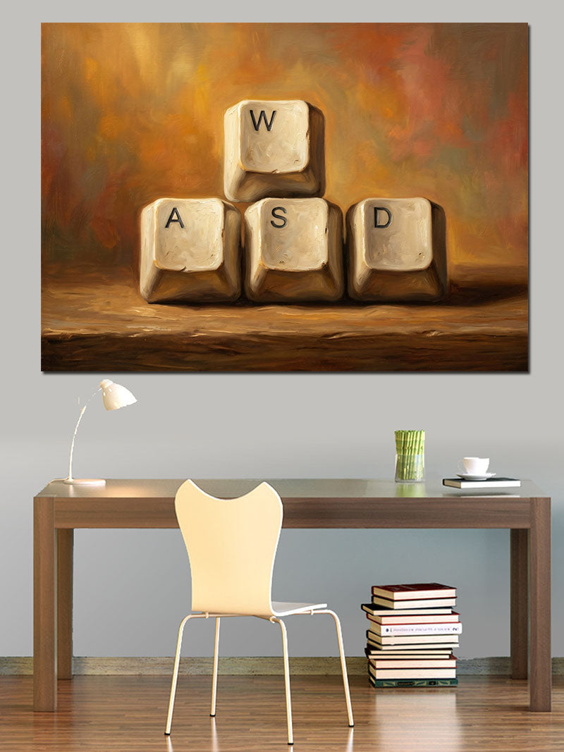 Bilgisayar Tuşları WASD Modern Sanat Kanvas Tablo