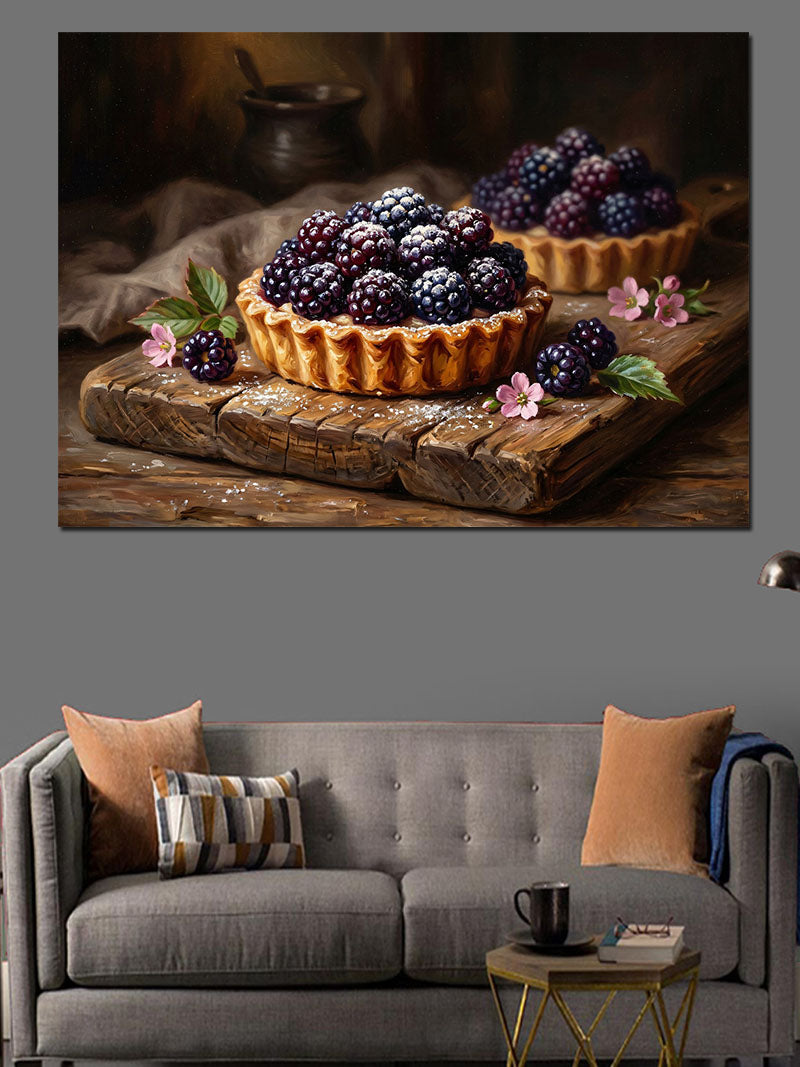 Meyveli Ve Yaban Mersinli Tart Kanvas Tablo