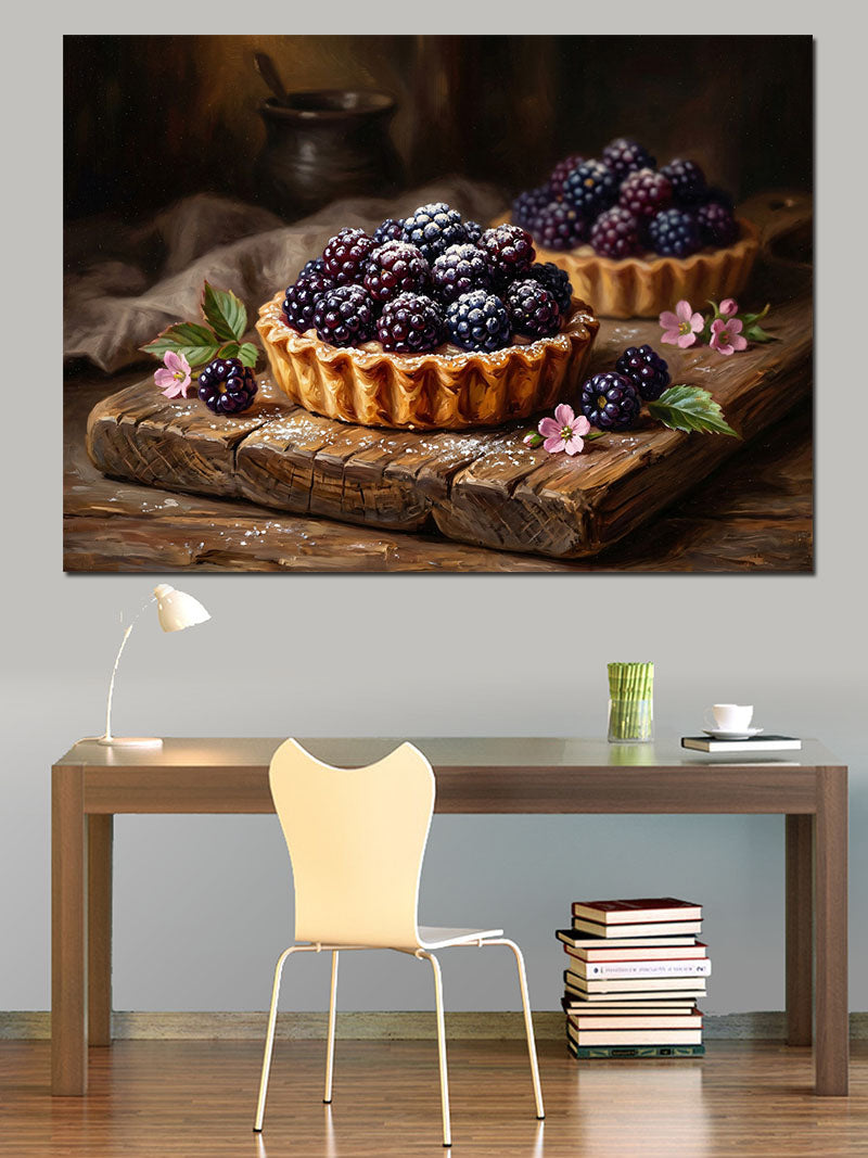 Meyveli Ve Yaban Mersinli Tart Kanvas Tablo