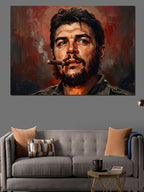 Puro İçen Che Guevara Portresi Kanvas Tablo