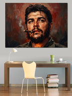 Puro İçen Che Guevara Portresi Kanvas Tablo