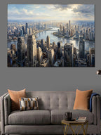 Gece Işıklarında New York Panoramas Kanvas Tablo