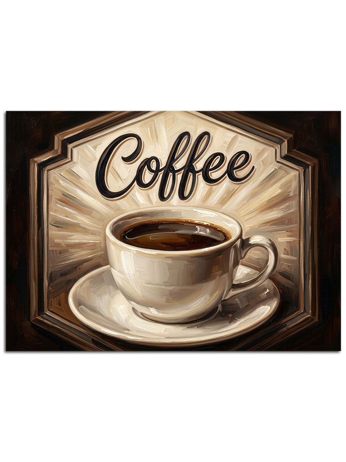 "Coffee" yazılı dumanı tüten fincan.