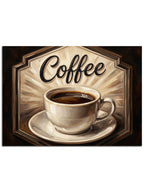 "Coffee" yazılı dumanı tüten fincan.