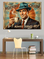 Retro Morning Charm Kahve Panosu Kanvas Tablo