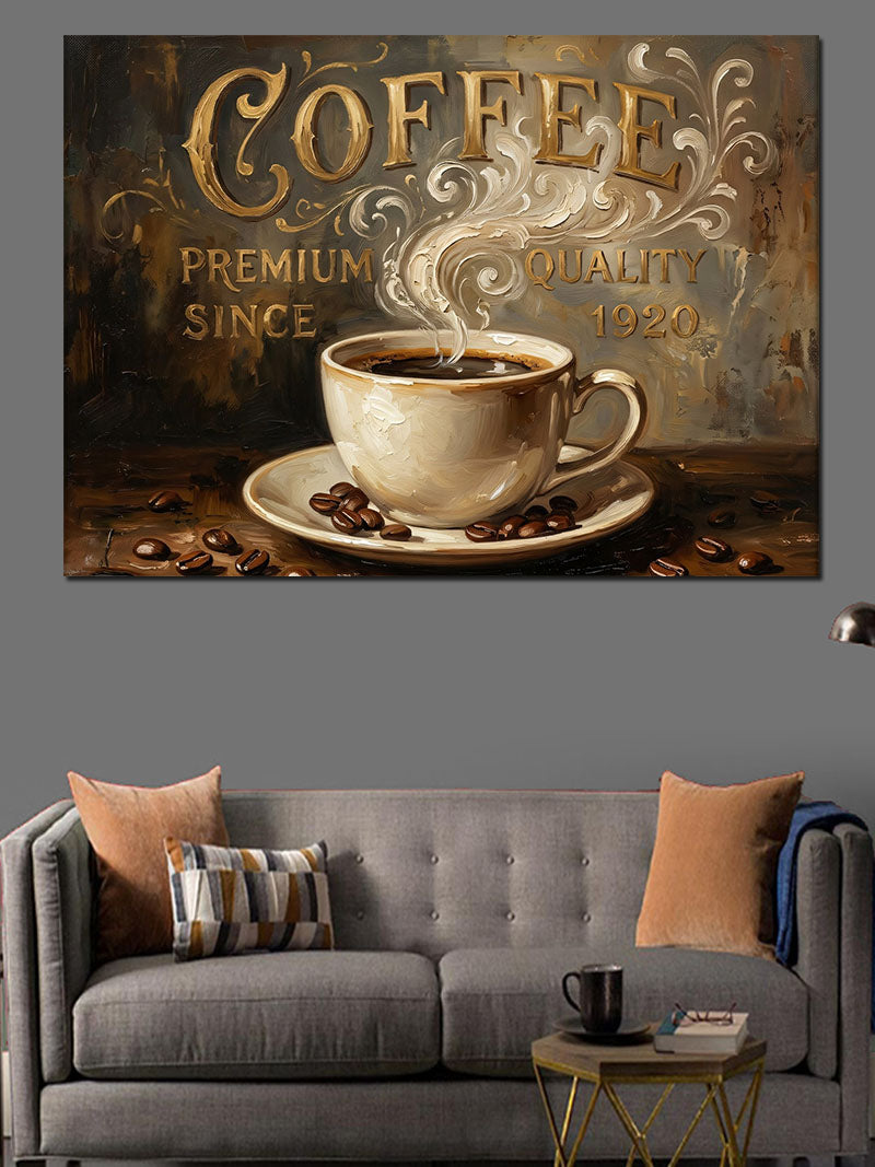 Coffee Premium Quality Retro Tabela Kanvas Tablo