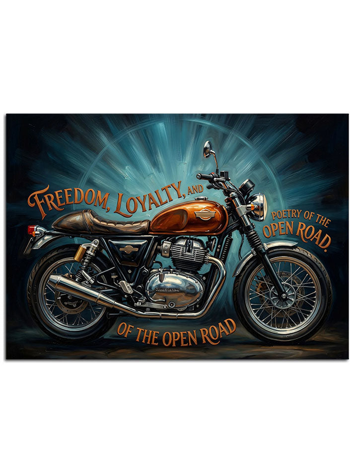 "Ride Fast" yazılı turuncu motor.