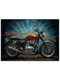 "Ride Fast" yazılı turuncu motor.