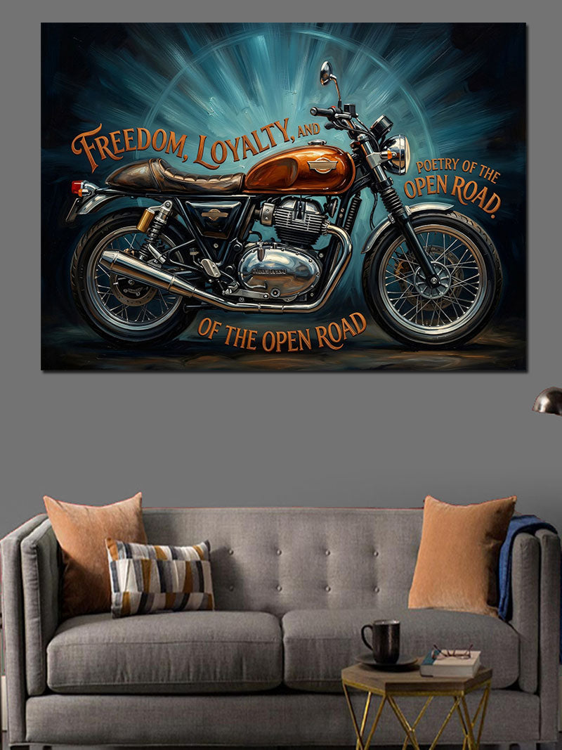 Freedom Loyalty Klasik Motosiklet Kanvas Tablo