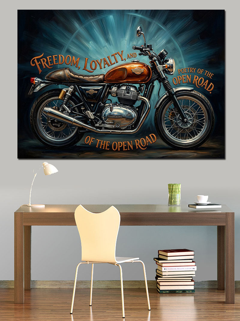 Freedom Loyalty Klasik Motosiklet Kanvas Tablo