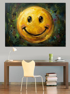Gülen Sarı Emoji Smiley Tablosu Kanvas Tablo
