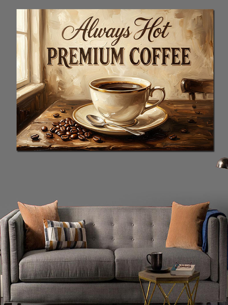 Always Hot Premium Coffee Pano Kanvas Tablo