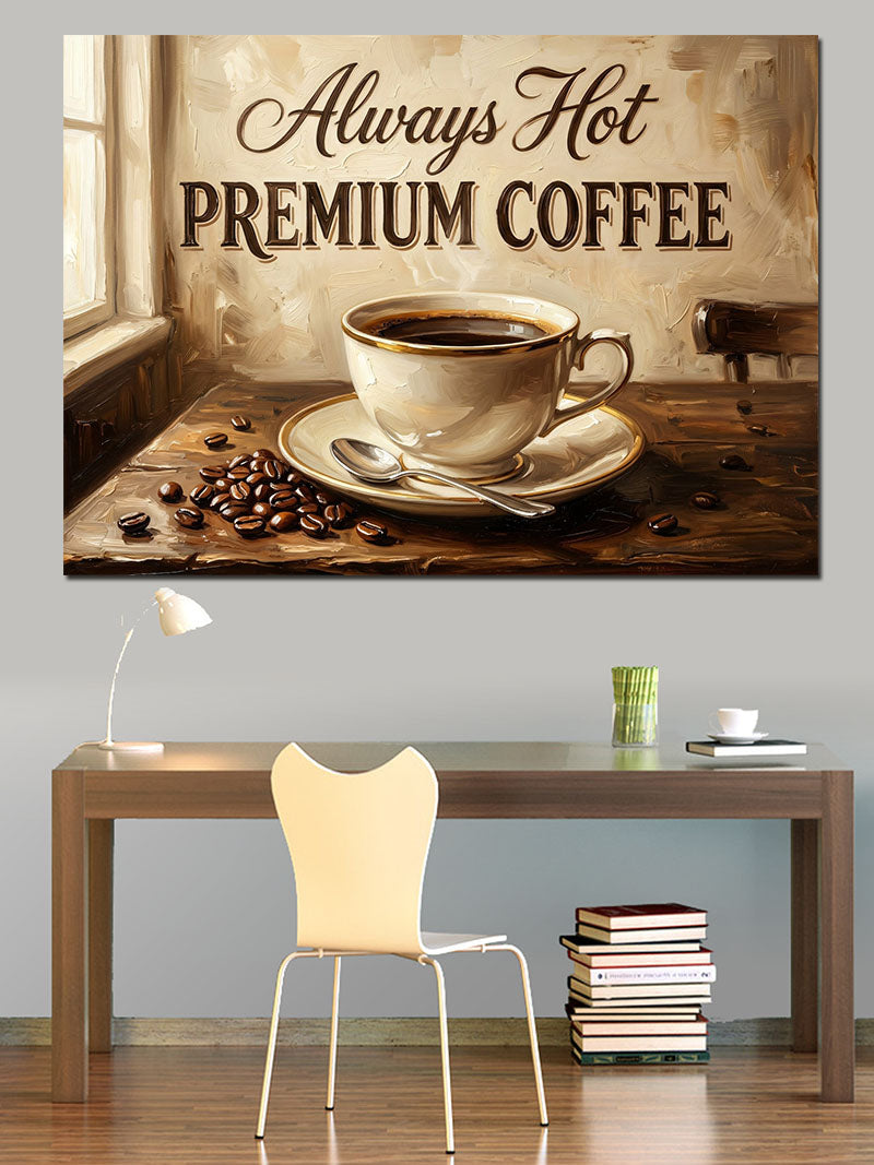 Always Hot Premium Coffee Pano Kanvas Tablo