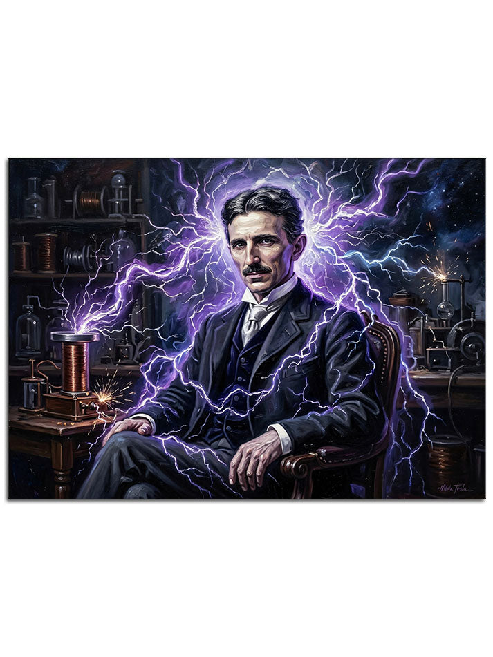 Yıldırımlar arasında oturan dahi Tesla.
