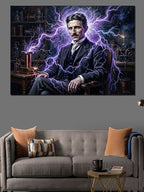 Nikola Tesla Ve Elektrik Akımı Kanvas Tablo