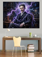 Nikola Tesla Ve Elektrik Akımı Kanvas Tablo
