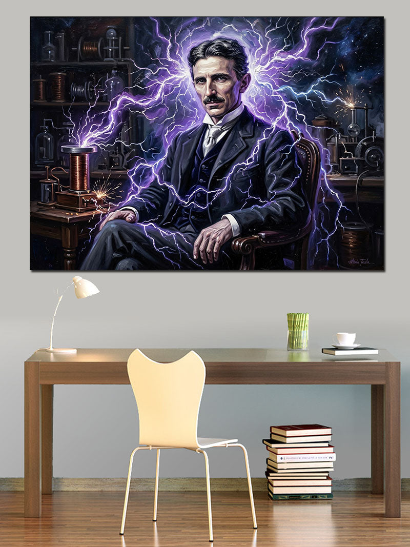 Nikola Tesla Ve Elektrik Akımı Kanvas Tablo