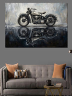 Siyah Fonda Modern Klasik Motosiklet Kanvas Tablo