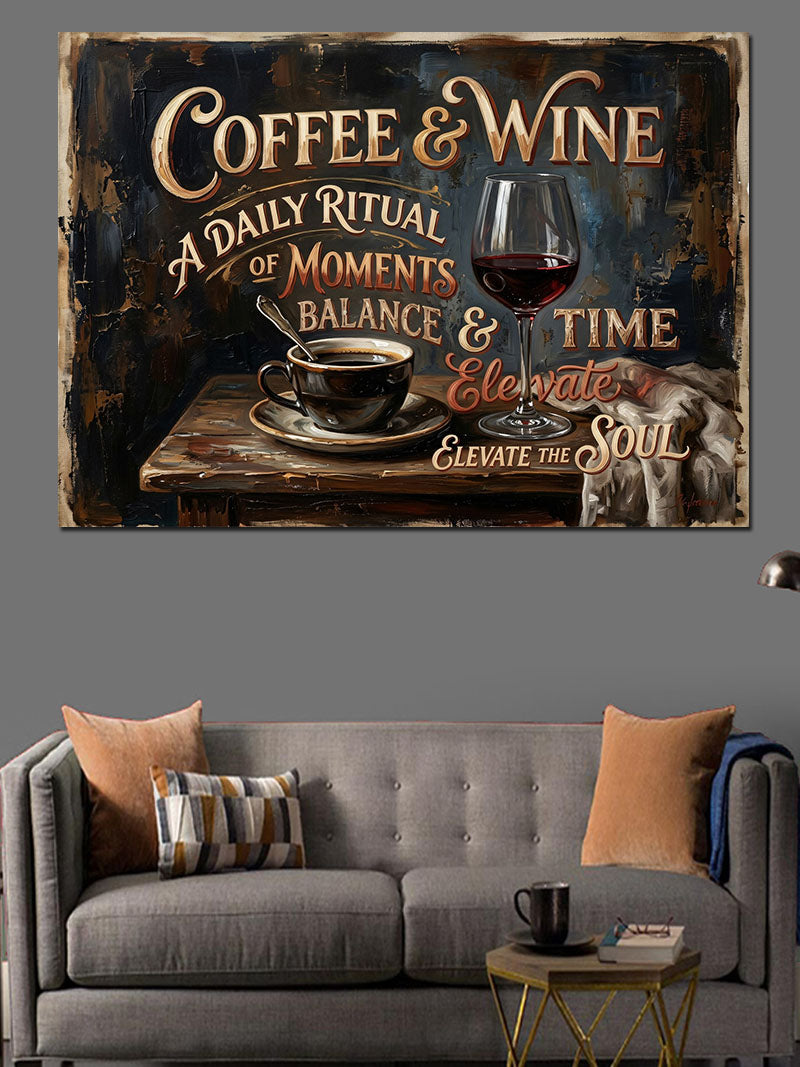 Coffee And Wine Nostaljik Pano Kanvas Tablo