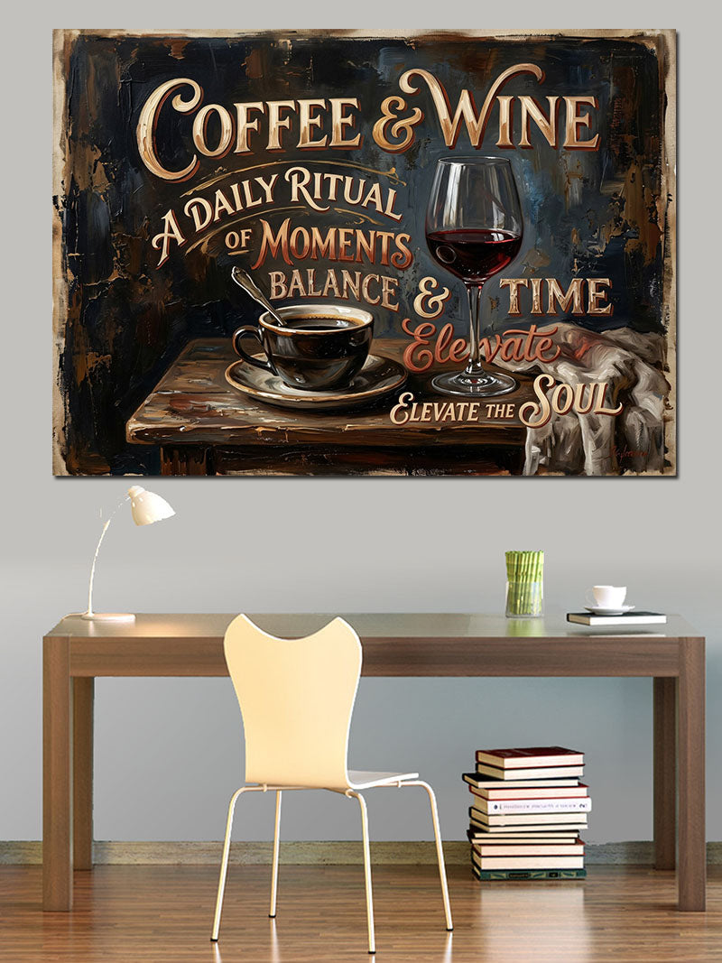 Coffee And Wine Nostaljik Pano Kanvas Tablo